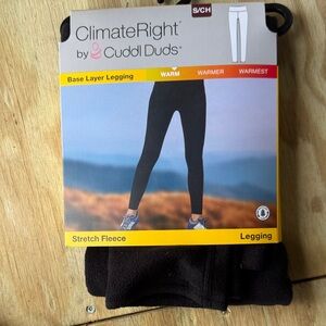 Cuddl Duds Black ClimateRight Stretch Fleece Leggings